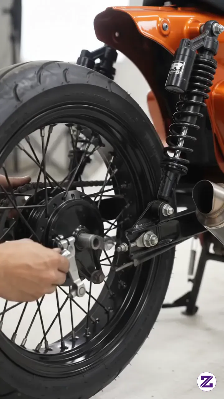 Assembly Of A Glossy Orange Street Club Motorcycle