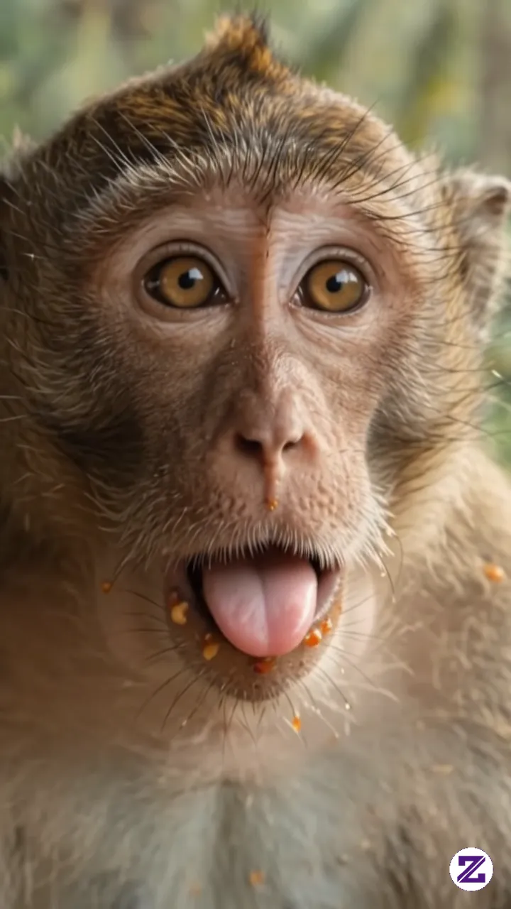 Monyet Kepedasan Saat Makan Rujak