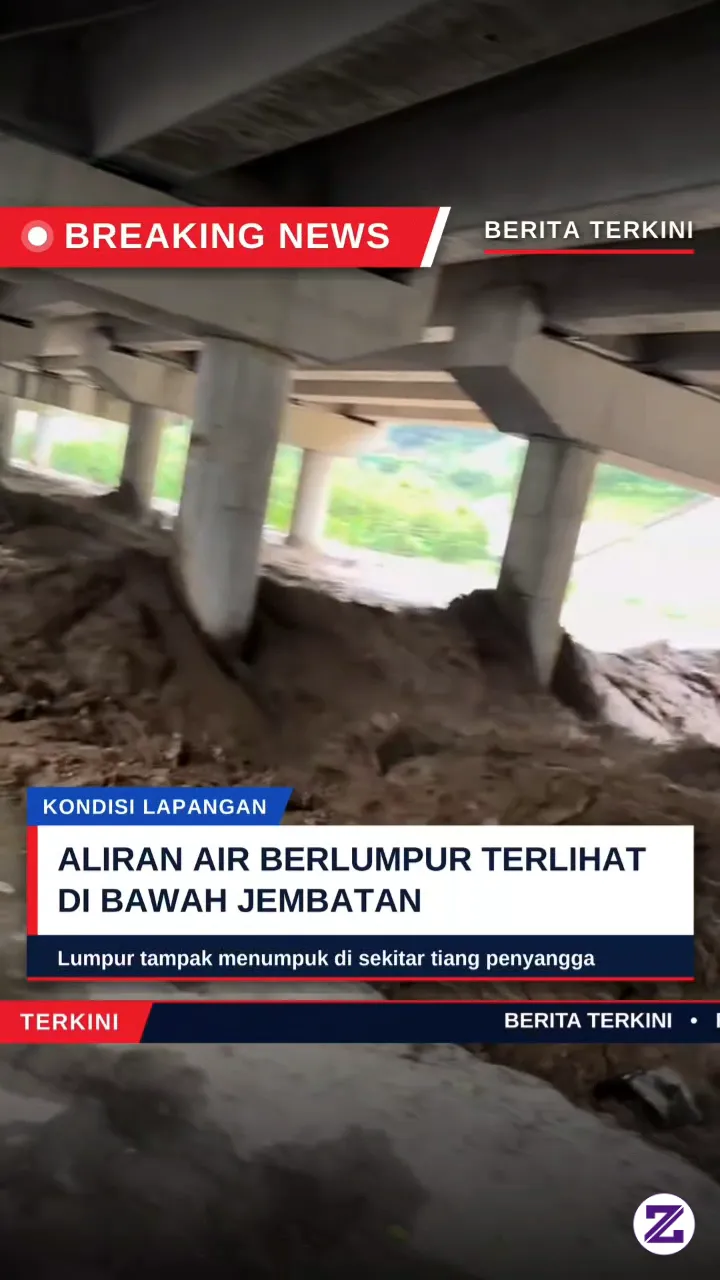 Rekaman Kondisi Di Bawah Jembatan: Air Keruh Mengalir, Lumpur Menumpuk