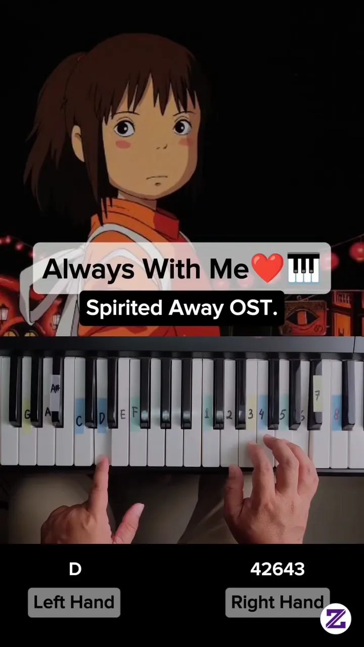 Always With Me 🎹 - Spirited Away OST (Easy Piano Tutorial) #pianotutorial