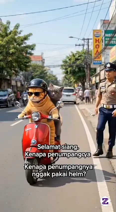Kucing Kena Tilang Pak Polisi 🤣