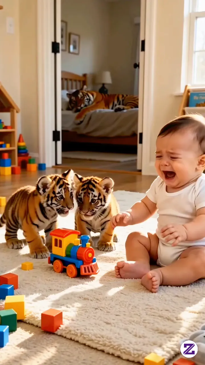 These Two Lion Cubs Were So Mischievous That They Made The Baby Sister Cry