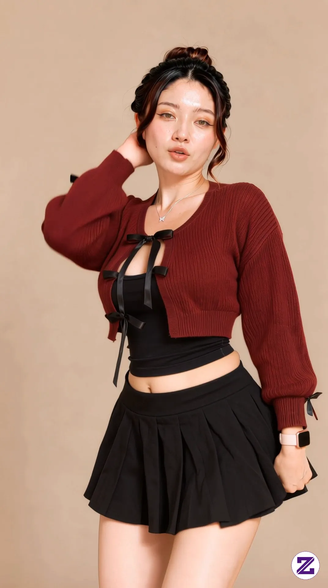Cardigan Ribbon + Rok Mini Tuh Combo Bahaya 😭🖤