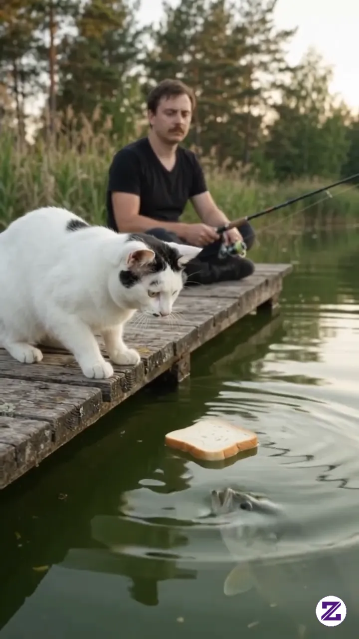 The Fisherman Brought A Rod And Reel — But The Kitten Brought Bread And Stole