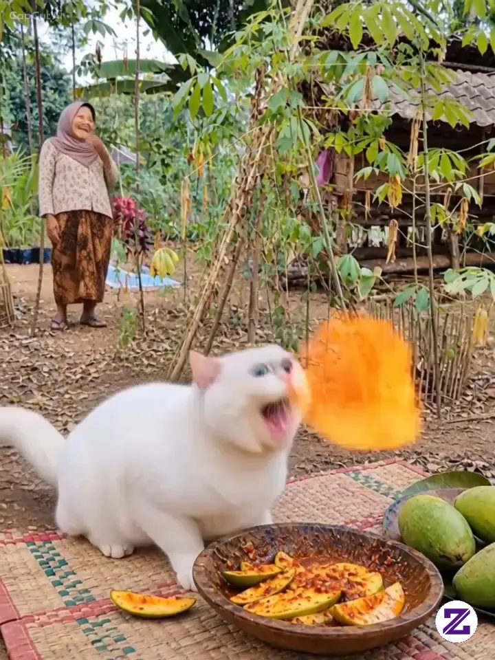 Kucing Makan Rujak Mangga