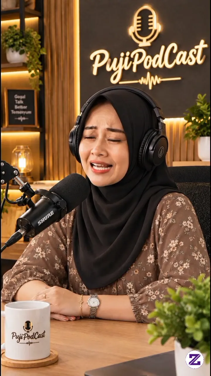 Ekspresi: Tersenyum Tipis, Mata Berkaca-kaca Sambil Memandangi Foto Adik.