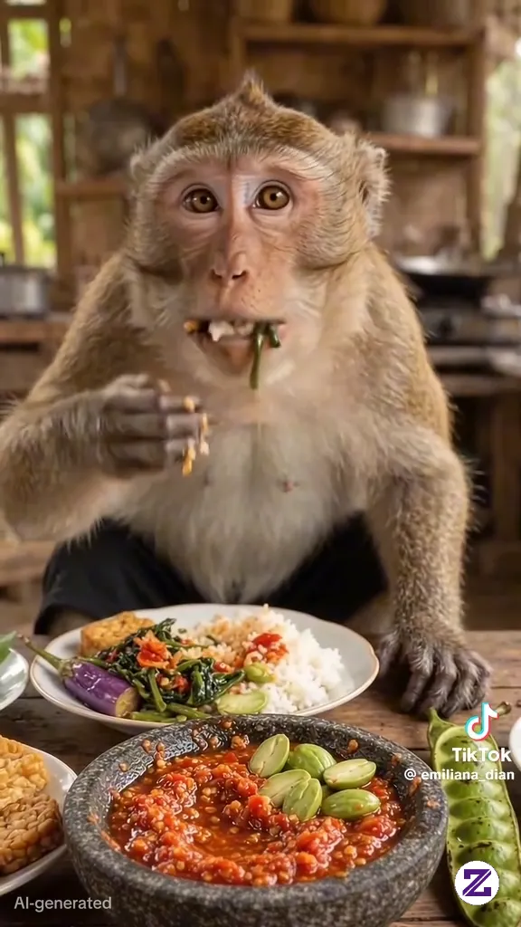 Ngeliat Monyet Rasanya Enak Banget Makan Begitu, Apalagi Makan Di Saung Deket
