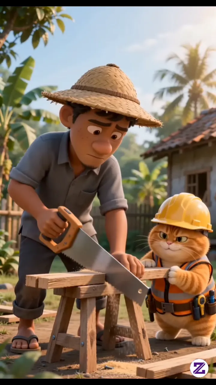 Kucing Bantu Buat Kandang Ayam
