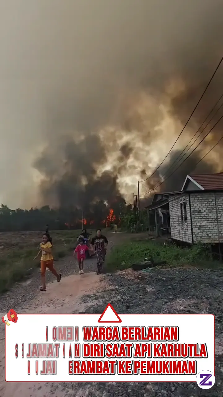 Momen Warga Berlarian Selamatkan Diri Saat Api Karhutla Mulai Merambat Ke