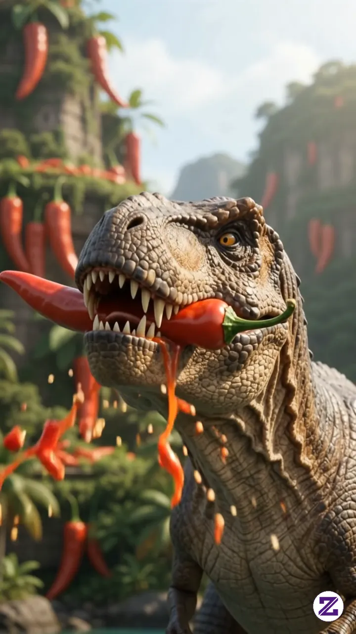 Dinosaurs Eating Chili Peppers