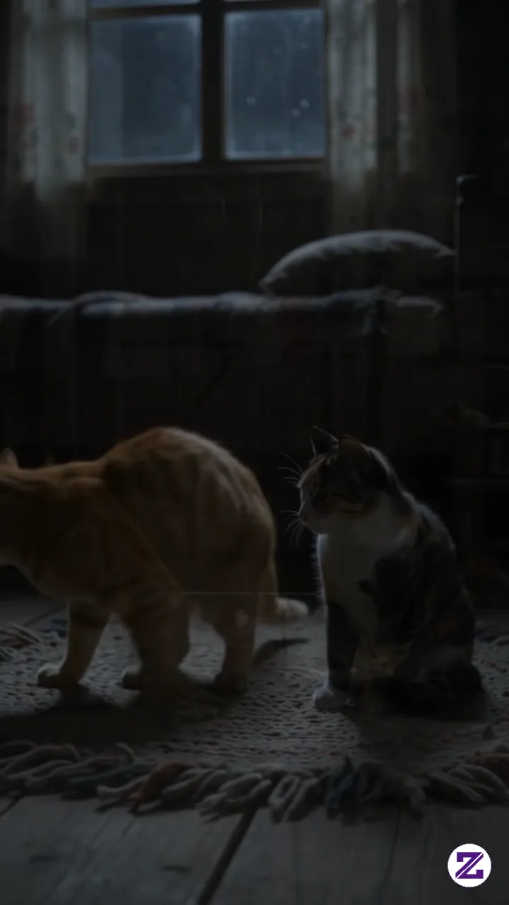 This Cat Is Startled By The Sound Of Thunder, Lightning, And Heavy Rain.