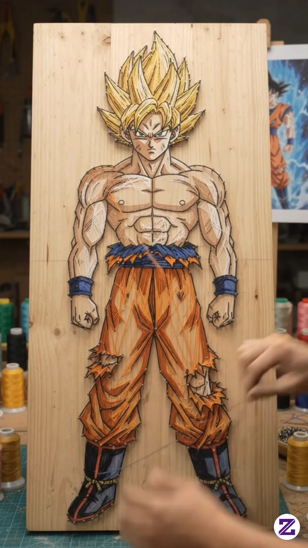 Watch Goku Transform From Hundreds Of Nails Into An Epic Super Saiyan String Art