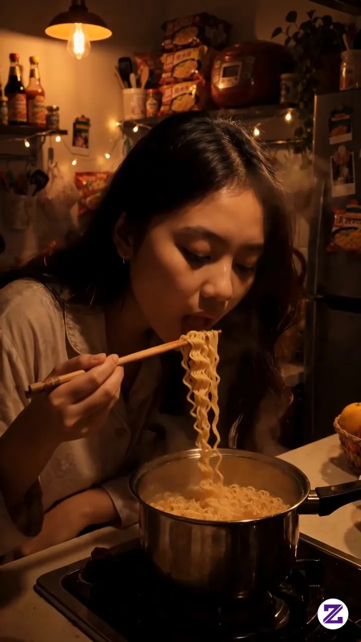Malem-malem Perut Bunyi Lagi 🙈 Daripada Bingung, Dolii Bikin Mie Instan Aja —
