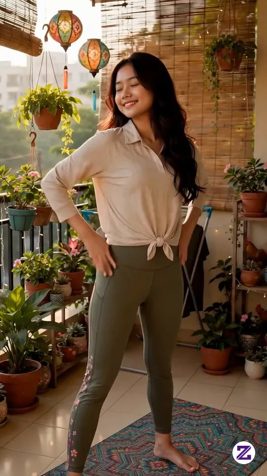 Pagi Ini Dolii Mulai Hari Dengan Stretching Ringan Di Balkon 🧘‍♀️ Badan Jadi