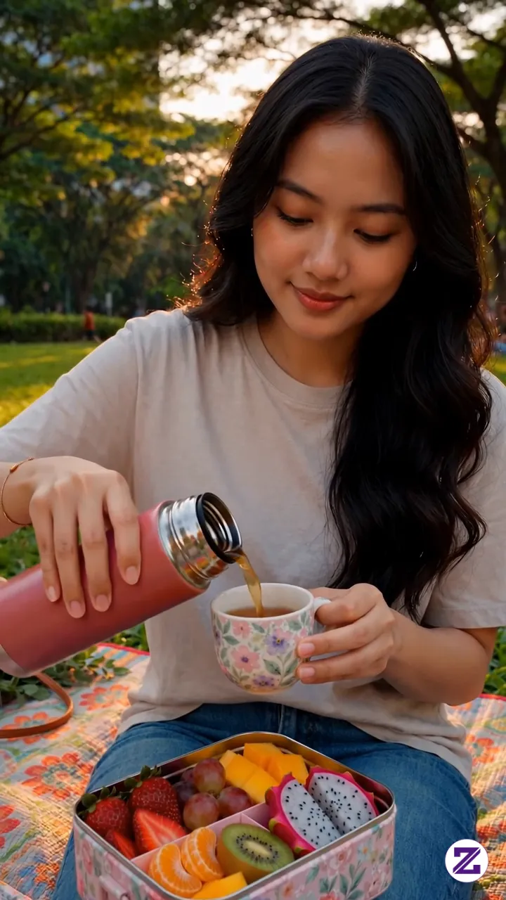 Sore-sore Gini Paling Enak Piknik Santai Di Taman 🌿🍇 Bawa Bekal Buah Segar +