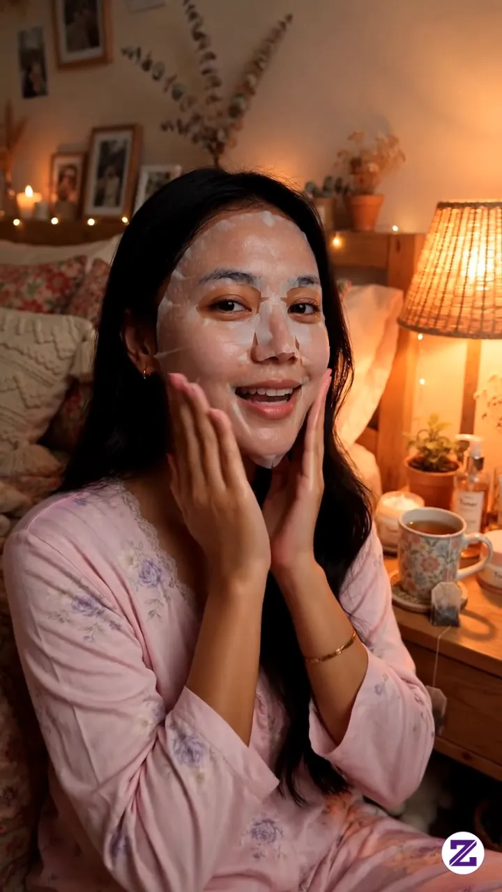 Malem-malem Gini Paling Enak Maskeran Sheet Mask Sambil Santai Di Kamar 🌙✨ Abis