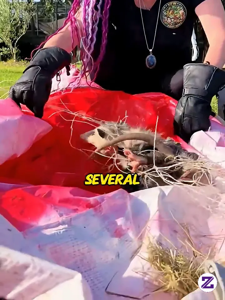 Opossum Family Trapped In Soccer Net! Rescued And Now They Return To